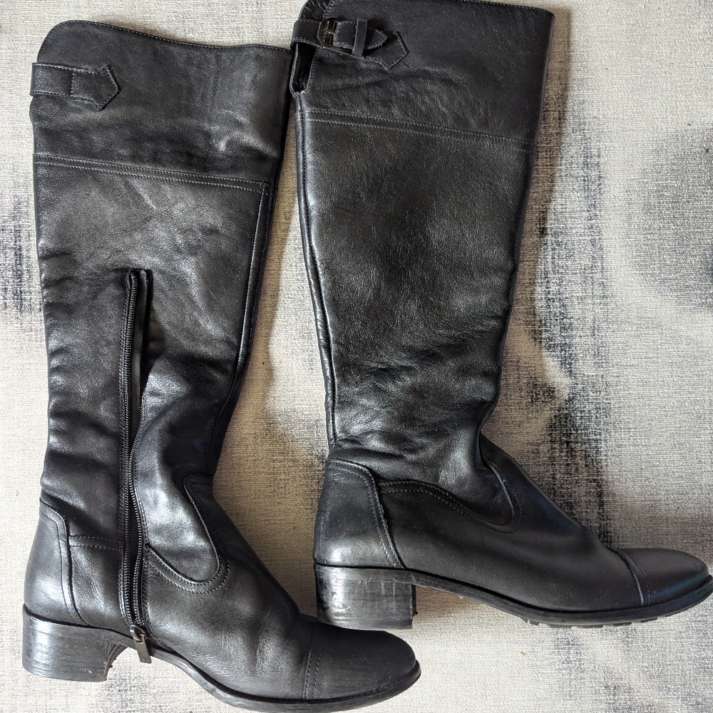 Black Leather Knee-High Boots